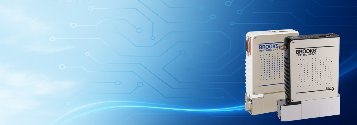 Technical support illustration featuring Brooks MFCs and blue circuitry